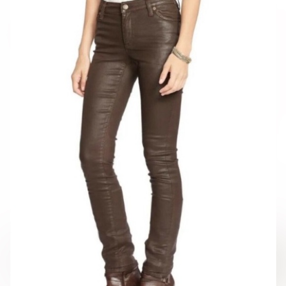 Ralph Lauren Black Label Pants - LRL Black Label Lightly Coated Skinny Jeans Brown Size 8